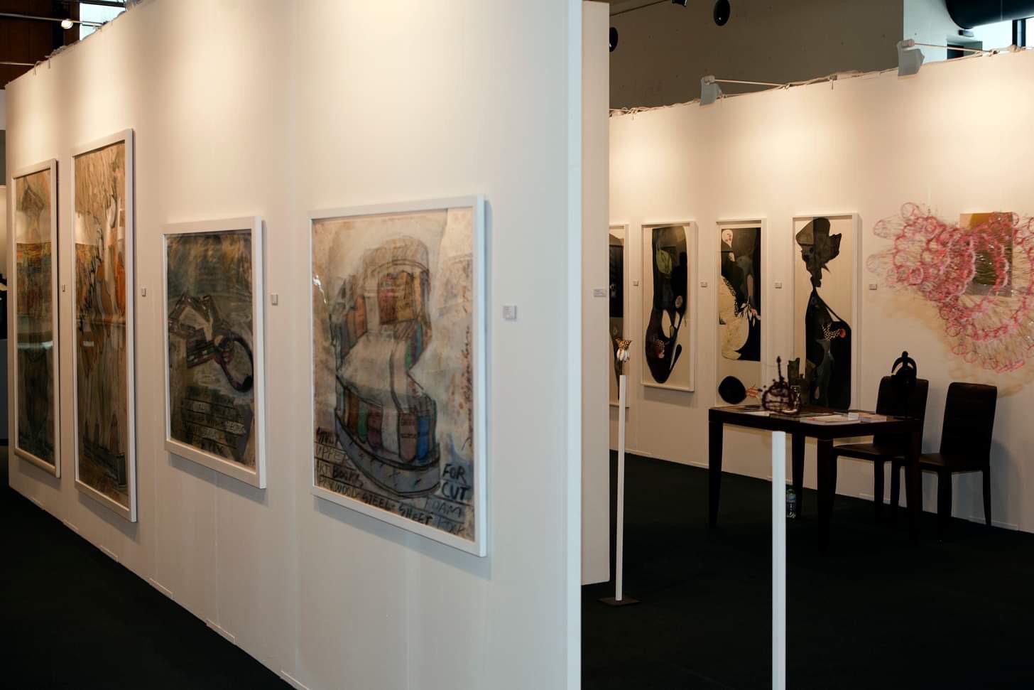 Installation view of Anna Charaktinou works at an art fair