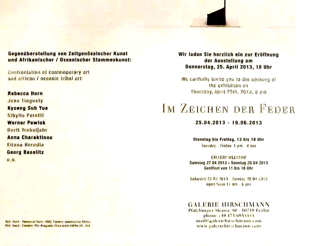 Invitation for Im Zeichen der Feder at Galerie Hirschmann in 2013